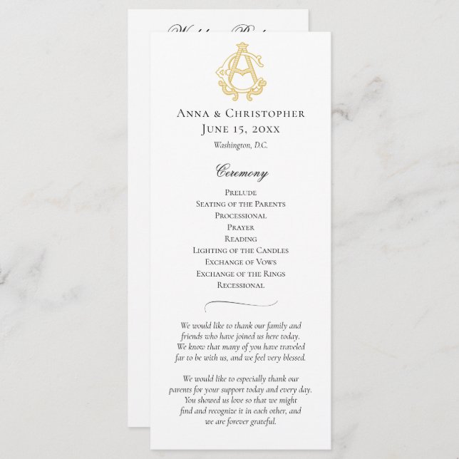 EDITABLE COLORS AC Monogram CA Monogram Program Programme (Front/Back)