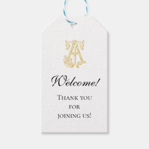EDITABLE COLORS AJ Monogram JA Logo Gift Tag