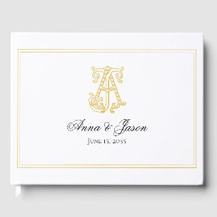 EDITABLE COLORS AJ Monogram JA Monogram Guest Book