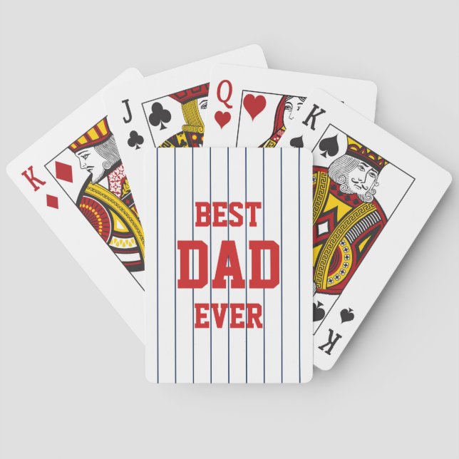 Editable Colors Baseball Stripes Best Dad Ever Playing Cards (Back)