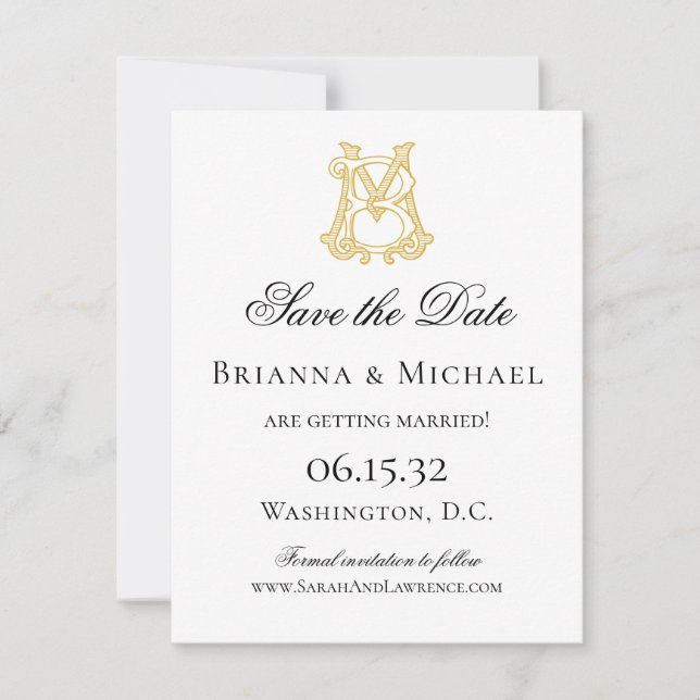EDITABLE COLORS BM Monogram MB Monogram Save The Date (Front)