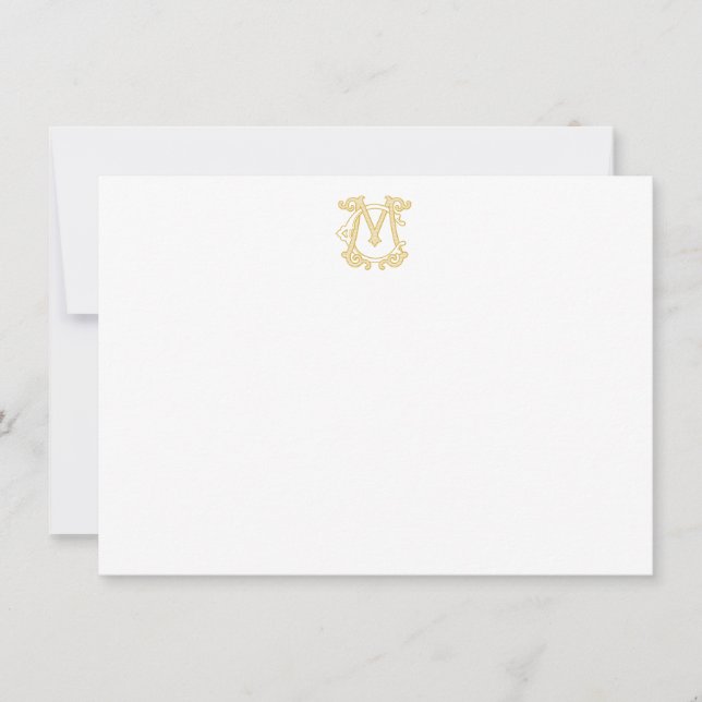 EDITABLE COLORS CM Monogram MC Monogram Notecards (Front)