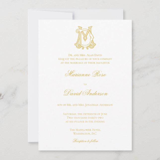 EDITABLE COLORS DM Monogram MD Logo Invitation (Front)
