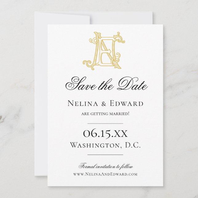 EDITABLE COLORS EN Monogram NE Monogram Invitation (Front)