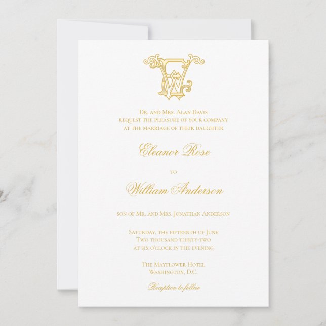 EDITABLE COLORS EW Monogram WE Logo Invitation (Front)