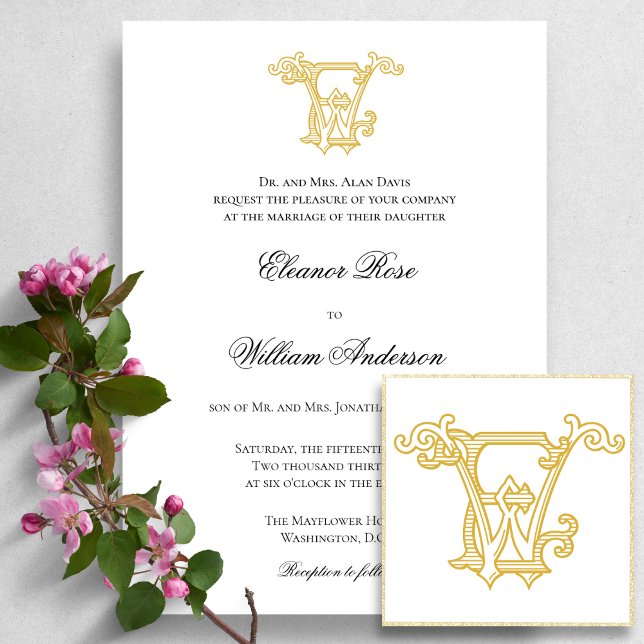 EDITABLE COLORS EW Monogram WE Logo Invitation (Creator Uploaded)