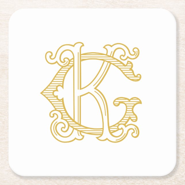 EDITABLE COLORS GK Monogram KG Logo Coasters (Front)