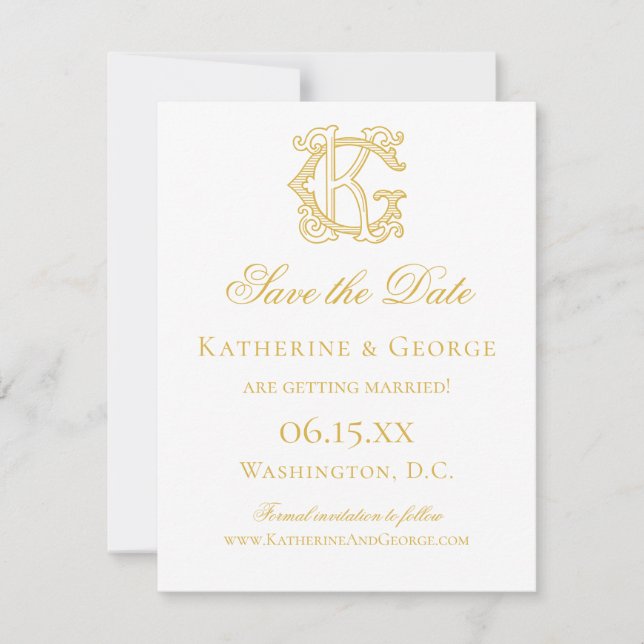 EDITABLE COLORS GK Monogram KG Monogram Invitation (Front)