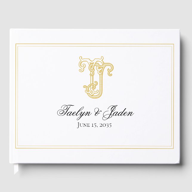 EDITABLE COLORS JT Monogram TJ Monogram Guest Book (Front)