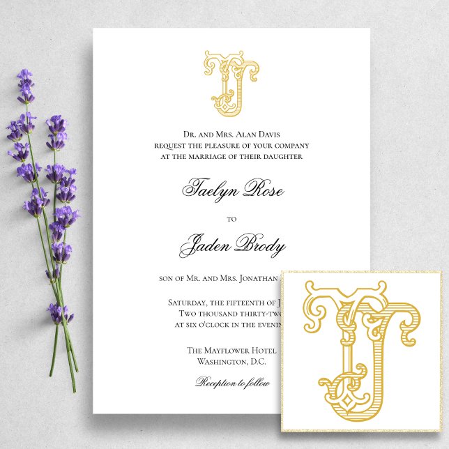 EDITABLE COLORS JT Monogram TJ Monogram Invitation (Creator Uploaded)