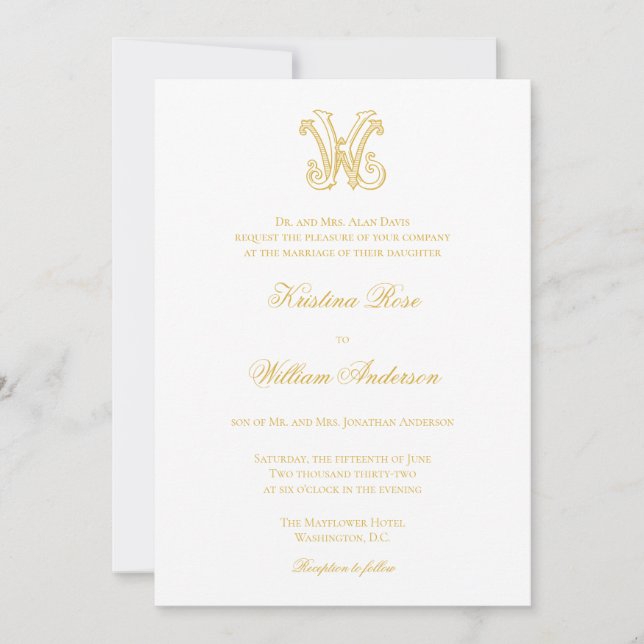 EDITABLE COLORS KW Monogram WK Monogram Invitation (Front)