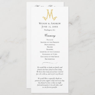EDITABLE COLORS M Monogram Wedding Program Programme