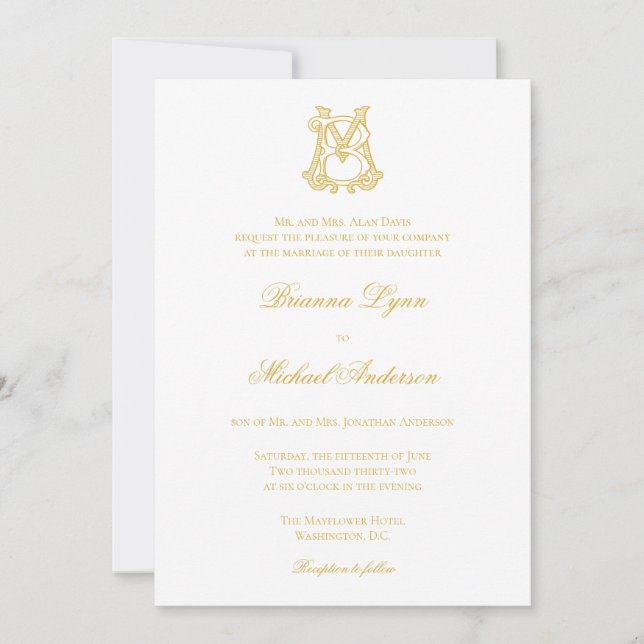 EDITABLE COLORS MB Monogram BM Monogram Invitation (Front)