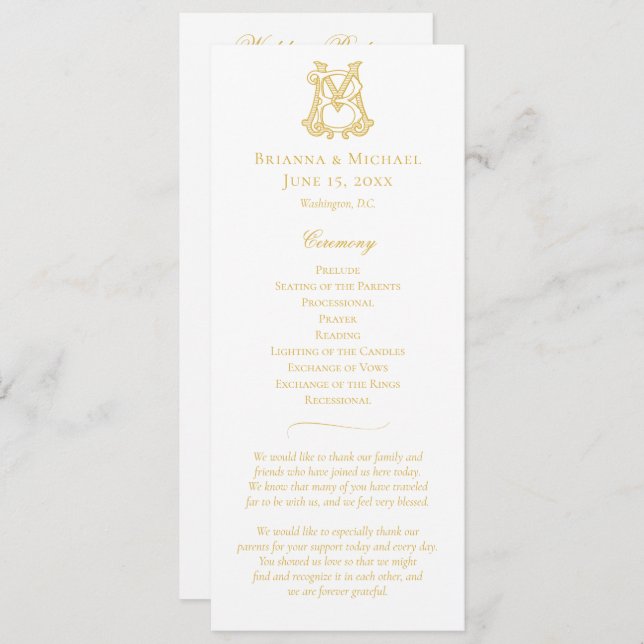 EDITABLE COLORS MB Monogram BM Monogram Program Programme (Front/Back)