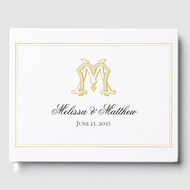 EDITABLE COLORS MM Monogram MM Crest Guest Book (Front)