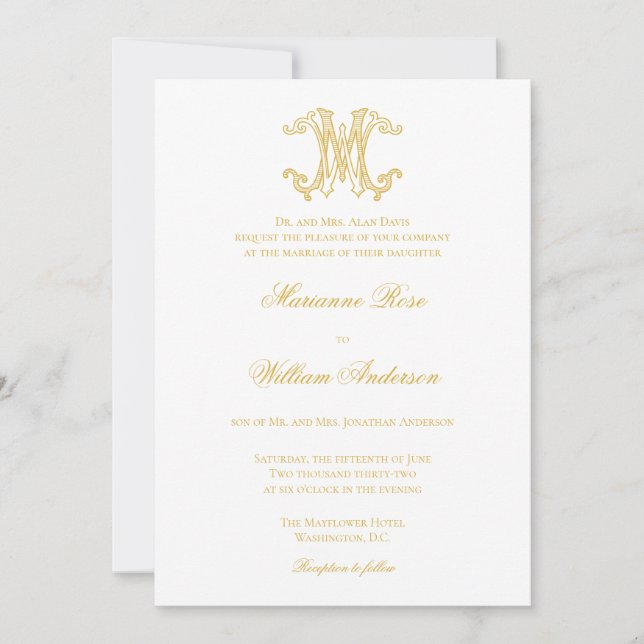 EDITABLE COLORS MW Monogram WM Logo Invitation (Front)