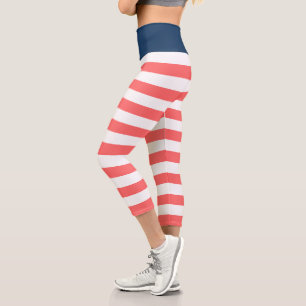 Editable Colors with White Stripes Capri Leggings