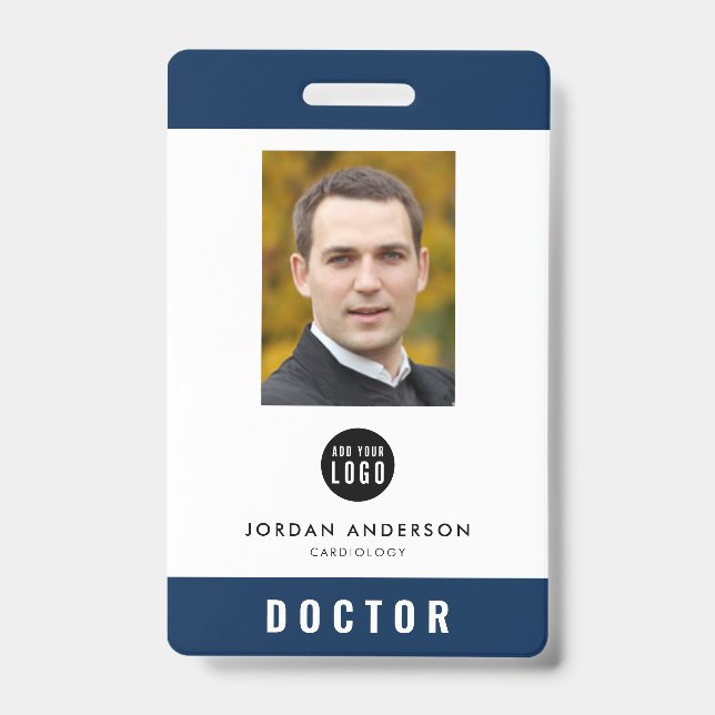 Editable Colour Add Logo Medical Employee Photo ID Badge (Front)