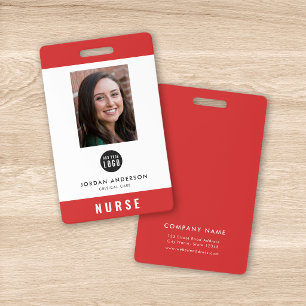 Editable Colour Add Logo Medical Employee Photo ID Badge