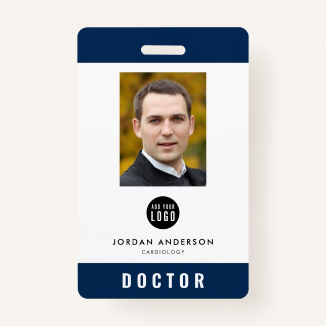 Editable Colour Add Logo Medical Employee Photo ID ID Badge (Front)
