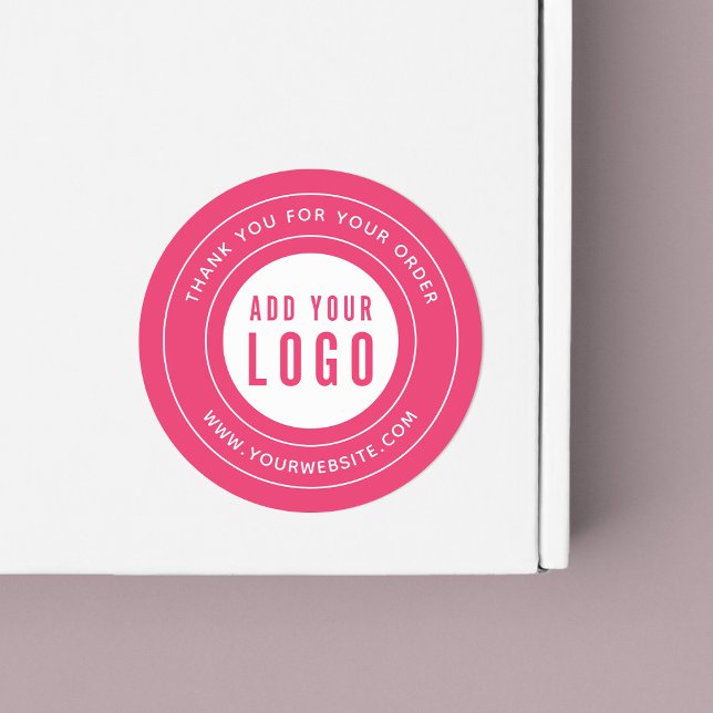 Editable Colour Add Your Logo Border Thank You Classic Round Sticker (Creator Uploaded)