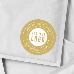 Editable Colour Add Your Logo Border Thank You Classic Round Sticker