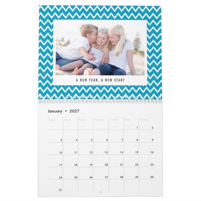 Editable Colour and Caption Modern Photo Calendar (Jan 2027)