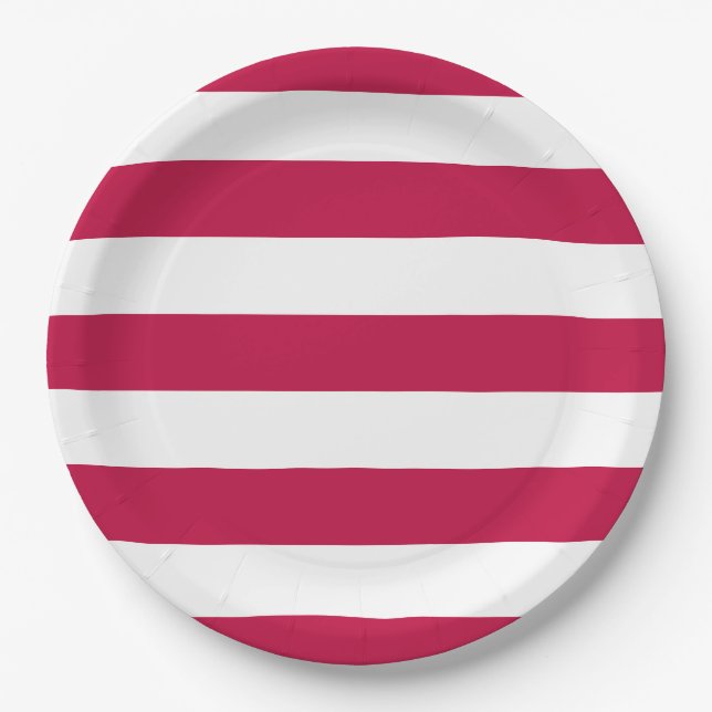 Editable Colour and Large White Stripes Paper Plate (Front)