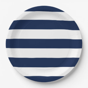 Editable Colour and Large White Stripes Paper Plate