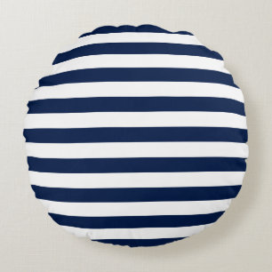 Editable Colour and White Stripes Round Cushion