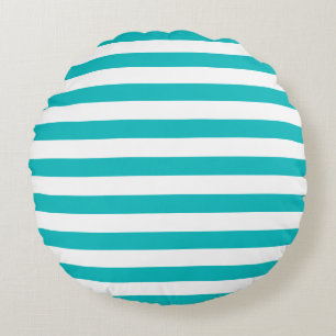 Editable Colour and White Stripes Round Cushion