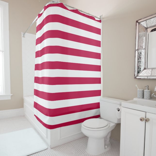Editable Colour and White Stripes Shower Curtain (In Situ)