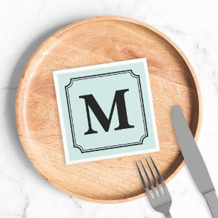 Editable Colour Background Ticket Border Monogram Napkin