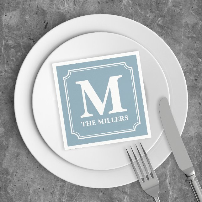 Editable Colour Background White Name Monogram Napkin (Creator Uploaded)