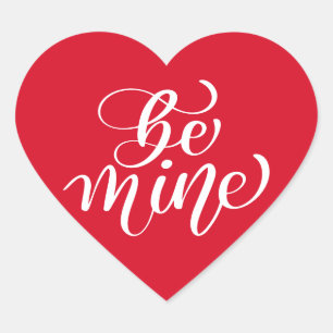 Editable Colour Be Mine Valentines Typography Heart Sticker
