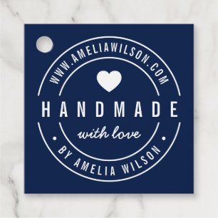 EDITABLE Colour Bold Handmade With Love Heart Tag