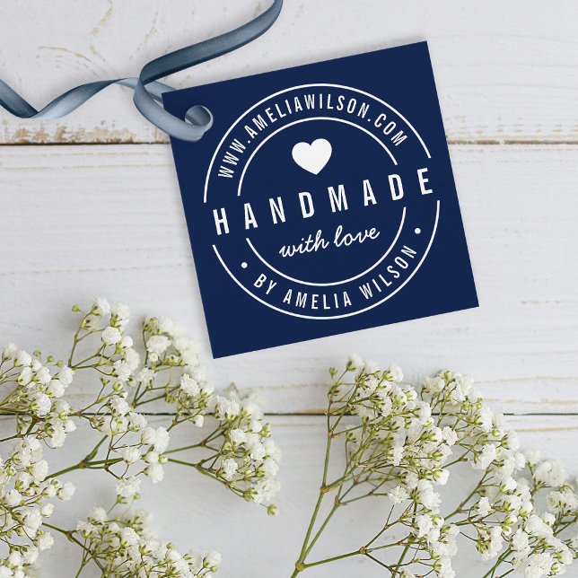 EDITABLE Colour Bold Handmade With Love Heart Tag (Creator Uploaded)