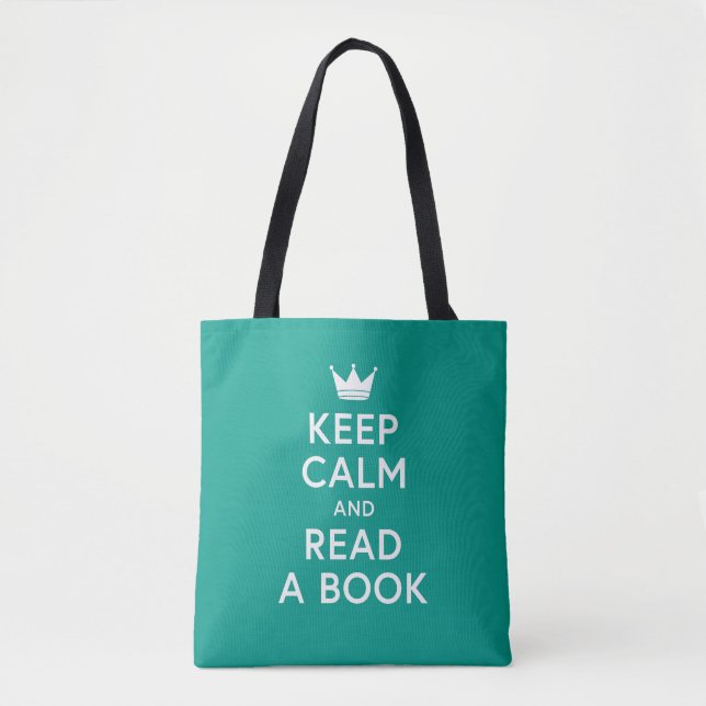 Editable Colour Bookish Keep Calm and Read a Book Tote Bag (Front)
