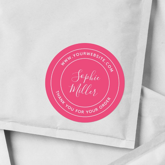 Editable Colour Calligraphy Add Company Brand Name Classic Round Sticker (Creator Uploaded)