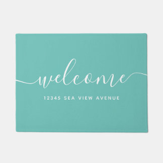 Editable Colour Calligraphy Script Property Welcom Doormat