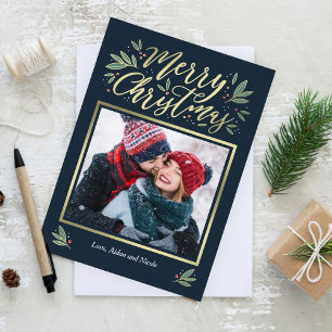 EDITABLE Colour Christmas Glow Holiday Photo Card