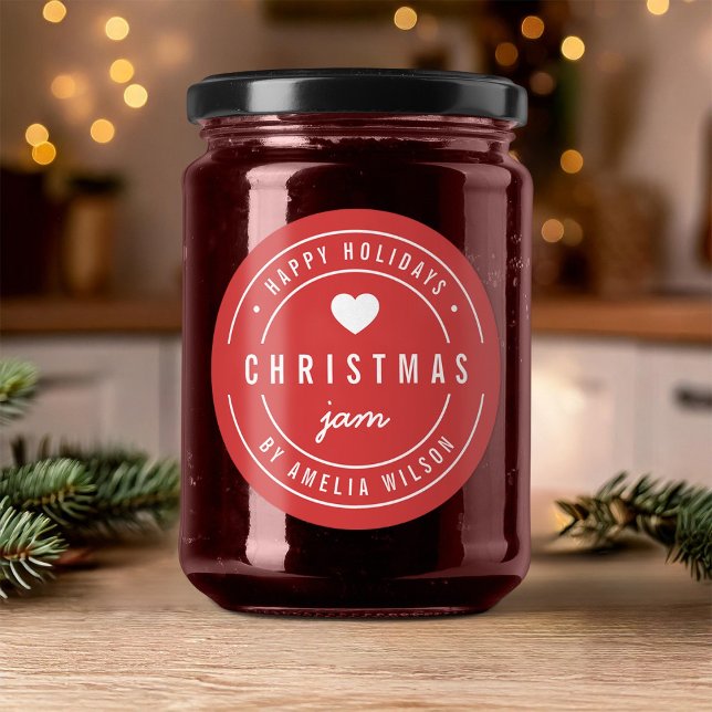 EDITABLE Colour Christmas Jam Happy Holidays Classic Round Sticker (Creator Uploaded)