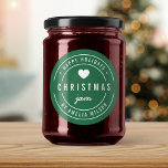 EDITABLE Colour Christmas Jam Happy Holidays Classic Round Sticker<br><div class="desc">Round Modern Bold "Christmas Jam Happy Holidays" sticker featuring a heart and double border in white against a background colour that is editable (click customise and change background colour). It's perfect for labelling what you've made. Personalise it by replacing the placeholder text. For more options such as to change the...</div>