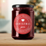 EDITABLE Colour Christmas Jam Kitchen Holidays Classic Round Sticker<br><div class="desc">Round Modern Bold "Christmas Jam Happy Holidays" sticker featuring a heart and double border in white against a background colour that is editable (click customise and change background colour). It's perfect for labelling what you've made. Personalise it by replacing the placeholder text. For more options such as to change the...</div>