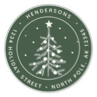 Editable Colour Christmas Tree Return Address Gree