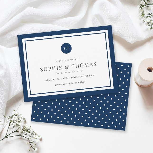 Editable Colour Classic Monogram Save the Date Invitation (Creator Uploaded)