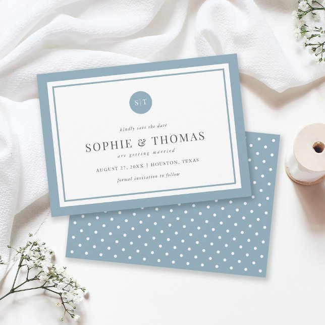 Editable Colour Classic Monogram Save the Date Invitation (Creator Uploaded)
