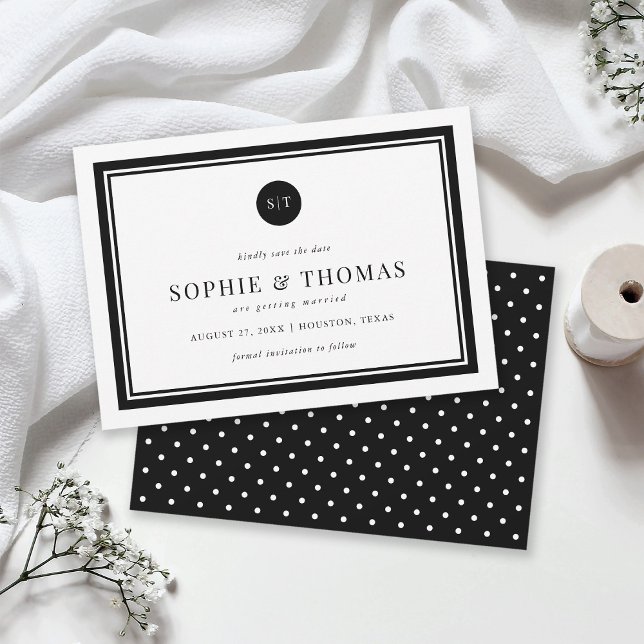 Editable Colour Classic Monogram Save the Date Invitation (Creator Uploaded)