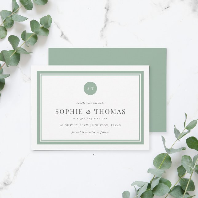 Editable Colour Classic Monogram Save the Date Invitation (Creator Uploaded)