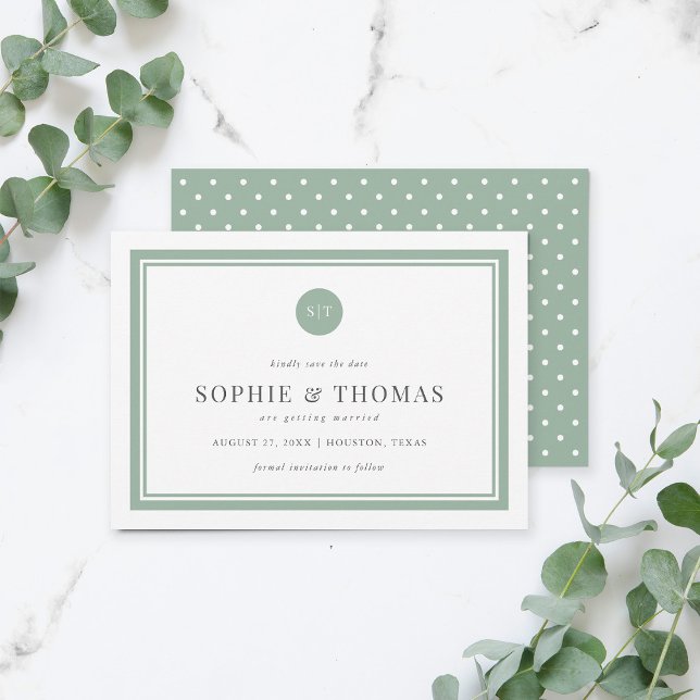 Editable Colour Classic Monogram Save the Date Invitation (Creator Uploaded)
